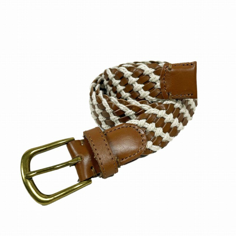 ジェイクルー J.Crew メンズ Men's 編み込み ベルト Braided Leather Rope Belt アイボリー ブラウン