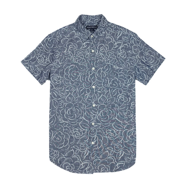 ジェイクルーマーカンタイル J.crew Mercantile メンズ Men's 半袖 シャツ Printed Slim Casual Short Sleeve Chambray Shirt