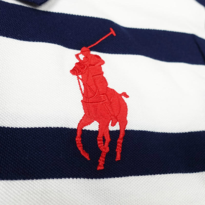 ポロ ラルフローレン POLO RALPH LAUREN ボーイズ BOYS 半袖 ポロシャツ ビッグポニーBig Pony Striped Cotton Mesh Polo Shirt ネイビー Navy