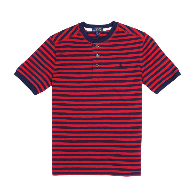 ポロ ラルフローレン POLO RALPH LAUREN ボーイズ Boys 半袖 ヘンリー Tシャツ Striped Cotton Jersey Henley レッド Red Multi