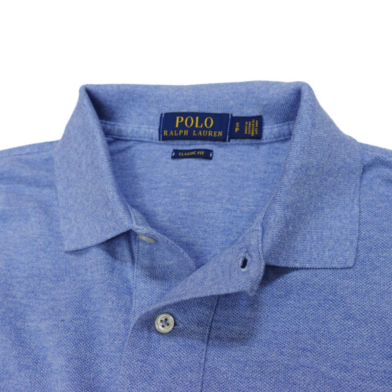 ポロ ラルフローレン POLO RALPH LAUREN メンズ Men's 長袖 ポロシャツ Custom Slim Fit Mesh Polo ブルー ヘザー Blue Heather