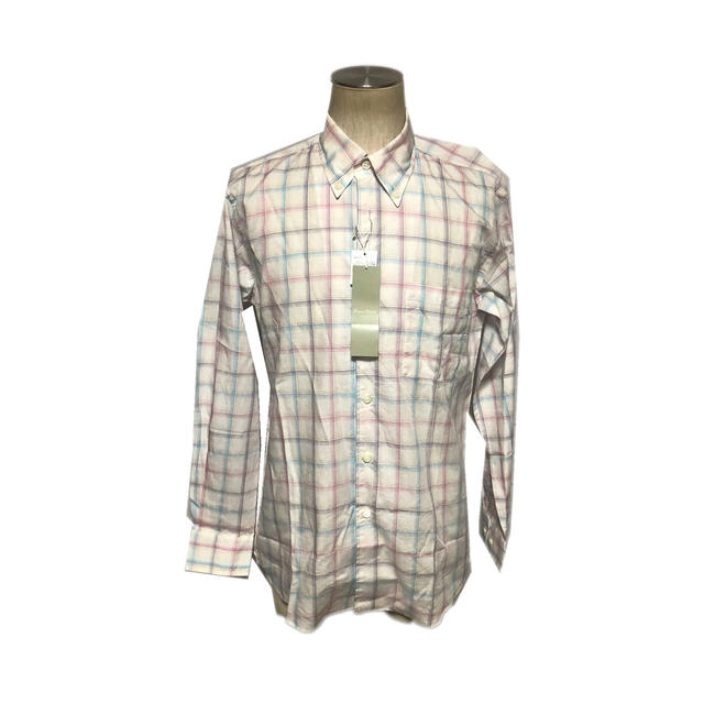 楽天Vintage Collection House☆【送料無料】ブルーノナルディ（BrunoNaldi）ウィンドページ柄デザインボタンダウンシャツ【新品】同様【未使用】タグ付き【2018ss】バーゲン