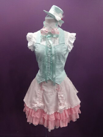 【中古】metamorphose　temps　de　fille/マクロスFコラボ/ランカ・ビスチェ風ブラウス＋ミニスカート＋ドレスハット＋リボンカチューシャの4点セット/メタモルフォーゼタンドゥフィーユ/2312241430