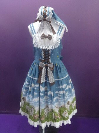 【中古】metamorphose　temps　de　fille/［※プラスサイズ］Dreamy　Little　Farmフリルジャンパースカート＋バブーシュカヘッドドレス＋リボンカチューシャの3点セット/メタモルフォーゼタンドュフィーユ/2505271558