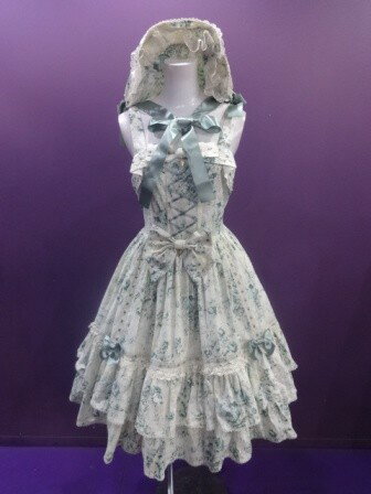 【中古】metamorphose　temps　de　fille/［※プラスサイズ］メアリーはしごレースジャンパースカート＋ロザリーフリルボンネット＋メアリーフリルヘッドドレスの3点セット/メタモルフォーゼタンドュフィーユ/2602201658