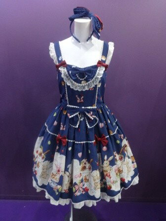 【中古】metamorphose　temps　de　fille/Sweet　Rabbitsバッスルジャンパースカート＋リボンカチューシャの2点セット（2018年）/メタモルフォーゼタンドゥフィーユ/2608231406