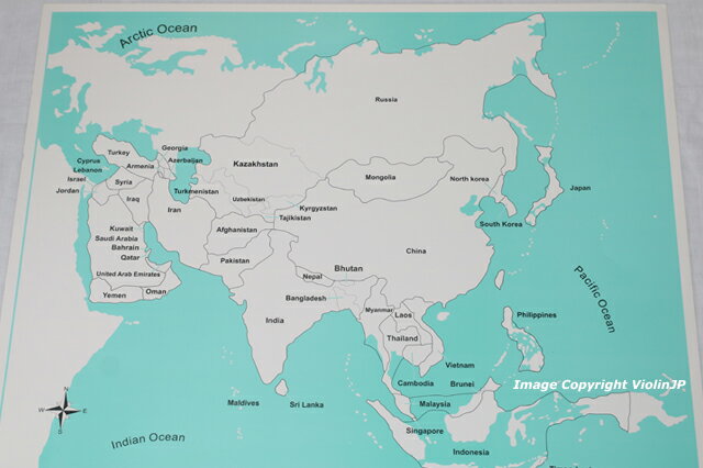 モンテッソーリ　アジア地図パズル　#2　Montessori Puzzle Map of Asia 知育玩具