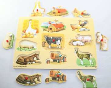 メリッサ&ダグ　農場動物 ペグパズル 9ピース Melissa & Doug Farm Animal Peg Puzzle 9 pieces