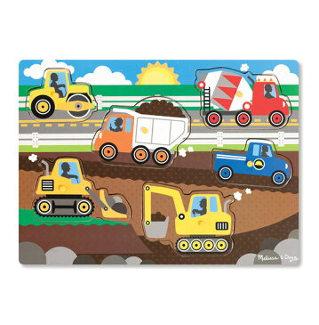 メリッサ&ダグ　働く車 ペグパズル 6ピース Melissa & Doug Construction Site Peg Puzzle 6 pieces