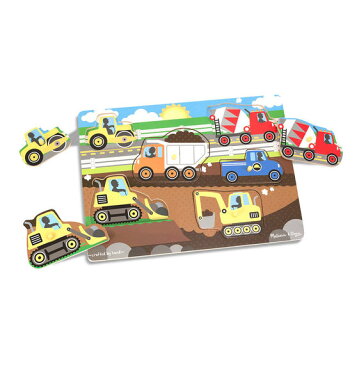 メリッサ&ダグ　働く車 ペグパズル 6ピース Melissa & Doug Construction Site Peg Puzzle 6 pieces