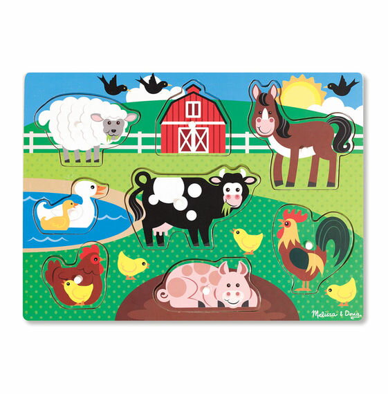 bT&_O@_ꓮ yOpY 8s[X Melissa & Doug Farm Peg Puzzle 8 pieces