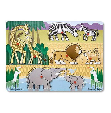 メリッサ&ダグ　サファリ動物 ペグパズル 8ピース Melissa & Doug Safari Peg Puzzle 8 pieces