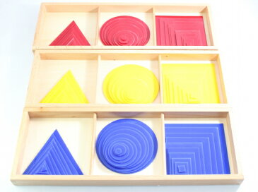 モンテッソーリ　まる、三角、四角 3箱セット Montessori Circles, Squares, and triangles 知育玩具