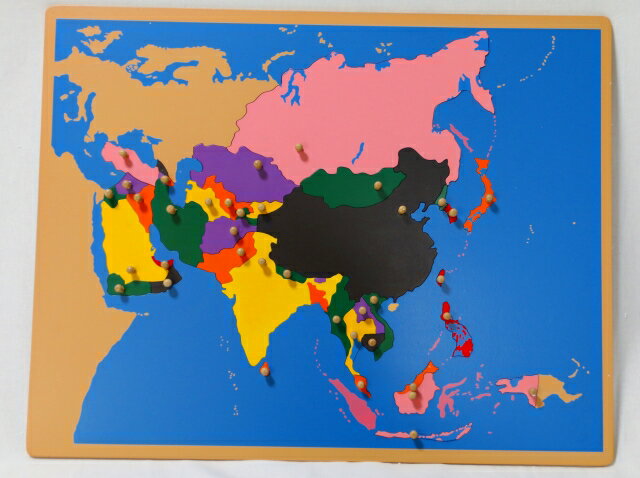モンテッソーリ　アジア地図パズル　Montessori Puzzle Map of Asia 知育玩具