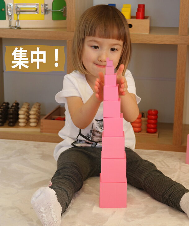 モンテッソーリ　ピンクタワー　♪小 エコノミー♪　Montessori Pink Tower　知育玩具