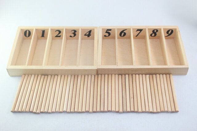 モンテッソーリ　♪小♪　45本の棒と箱　Montessori Counting Sticks and Box 知育玩具