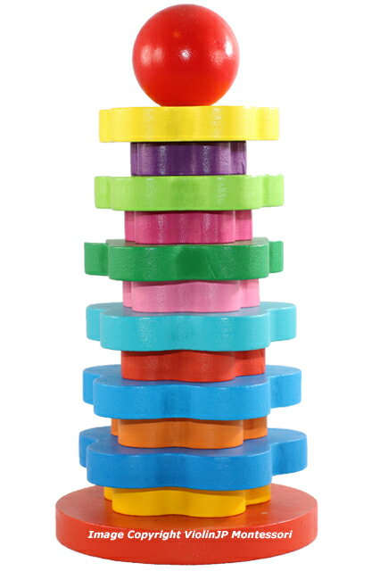 モンテッソーリ　レインボー・タワー　Montessori Rainbow Tower　知育玩具 3