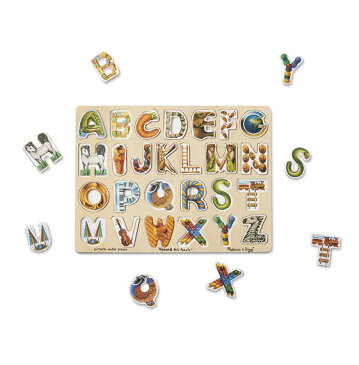 メリッサ&ダグ　アルファベット・アート・パズル　木製　Melissa & Doug Alphabet Art Puzzle