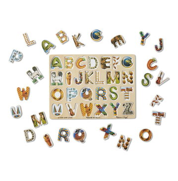 メリッサ&ダグ　アルファベット・アート・パズル　木製　Melissa & Doug Alphabet Art Puzzle