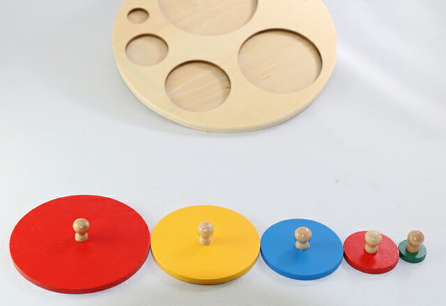 モンテッソーリ　はめ込みパズル ♪円形5種♪　Montessori Circles Puzzle 知育玩具 3