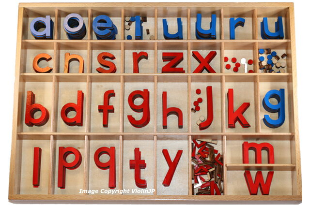 モンテッソーリ　【拼音　中国語用】切り抜きアルファベット 小文字　ブルー&レッド　♪大、箱付き♪　Montessori Movable Alphabet Lowercase 知育玩具