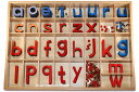 モンテッソーリ　【拼音　中国語用】切り抜きアルファベット 小文字　ブルー&レッド　♪大、箱付き♪　Montessori Movable Alphabet Lowercase 知育玩具