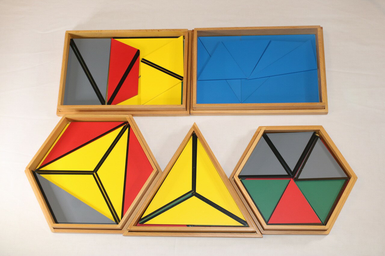 【訳あり】【高品質米国製】モンテッソーリ　構成三角形 5箱セット Montessori Constructive Triangles 知育玩具