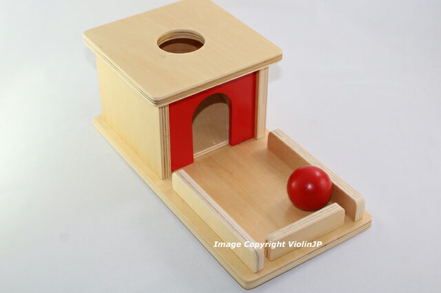 モンテッソーリ　トレイ付玉入れ　Montessori Object Permanence Box with Tray 知育玩具