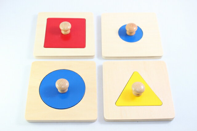 モンテッソーリ　はめ込みパズル ♪シングル4枚セット♪　Montessori Single Shap ...