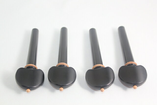 チェロ用ペグ4本　黒檀　ヒル・スタイル（白ピン、白カラー）