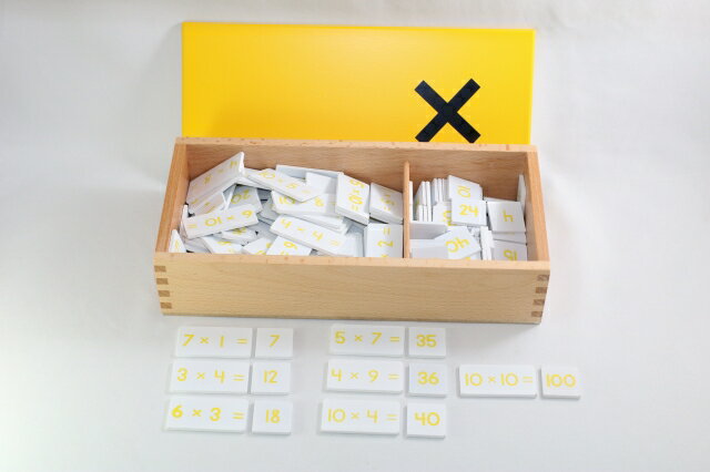 モンテッソーリ 掛け算カード 木製木箱入り Montessori Multiplication Equations and Products Box 知育玩具