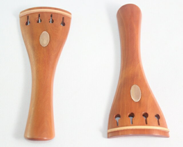 柘植のテールピース、ラウンド型、白フレット、パール・オリーブ