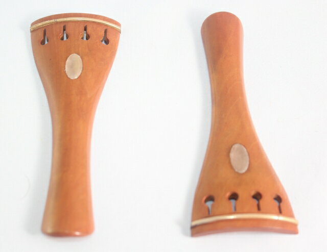 柘植のテールピース、ラウンド型、ゴールド・フレット、パール・オリーブ