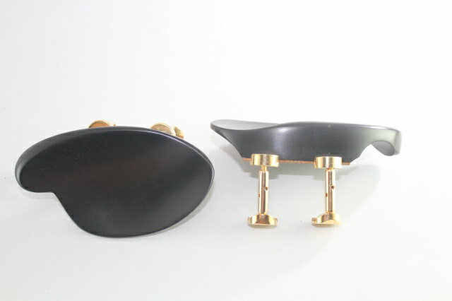 フェルメール型　黒檀 あご当て ゴールド・ヒル型ブラケット（金具） 材質：　黒檀（エボニー） 形：フェルメール型レターパックでの発送です。