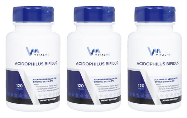 バイタルミー アシドフィルス ビフィズス菌120粒 2本 1本Free 計3本 1セット Acidophilus Bifidus