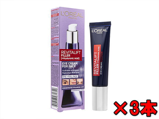 ロレアル パリ リバイタリフトフィラー アイクリームフォーフェイス30ml 3本 (L 039 OREAL) Paris Revitalift Filler Eye Cream For Face