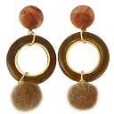 【20%OFFクーポン配布中】 ピアス 金属アレルギー キャッチピアス ファー ウッド ニッケルフリー ラウンドモチーフ サークル アクセサリー レディース 大人 シンプル 揺れる 結婚式 プレゼント ブランド ゴールド ブラック ブラウン ホワイト vi-1439