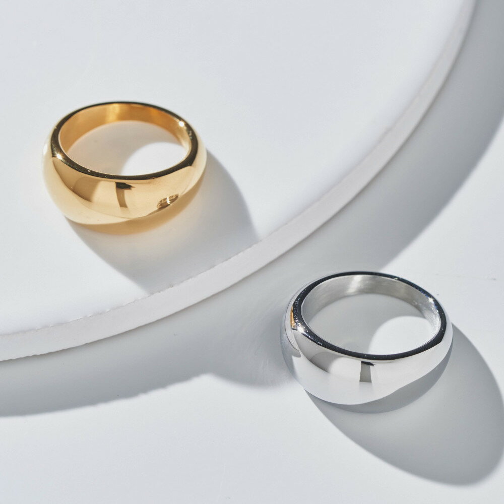 リング 指輪 金属アレルギー対応 18K コーティング レディース ゴールド シルバー サージカルステンレス ステンレス316L シンプル アレルギー 対応 ギフト プレゼント 大人 重ね付け vi-2035