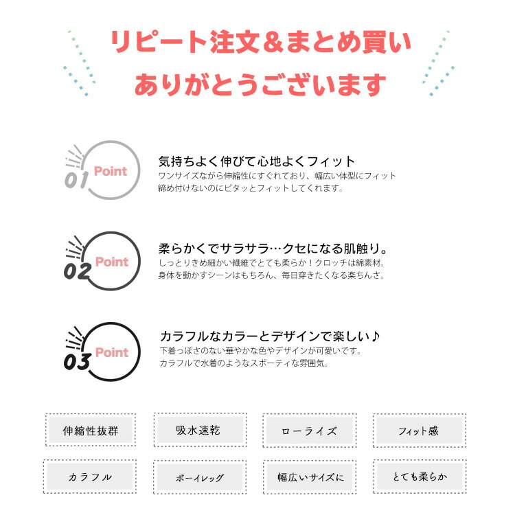 【クーポンあり】オリジナル【フリー】レディース ボクサーショーツ ボーイレッグ ボーダー ショーツ カラフル ボーダー ユニセックス 下着 パンツ ローライズ 3