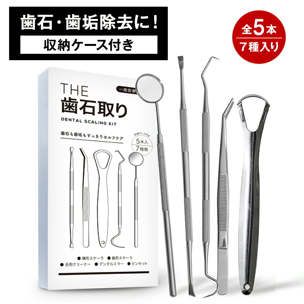 【1日P10倍】歯石除去 歯石取り スケーラー 5本セット 歯石とり ツール ヤニ取り ヤニ 歯石 歯 セルフ ケア ホワイトニング 自宅 簡単 健康 デンタルケア セット ケース 器具 除去 ステンレス …