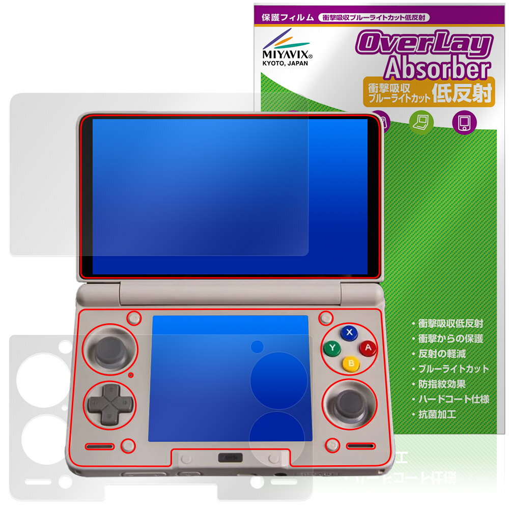 AYN Thor 保護 フィルム OverLay Absorber 低反射 for Android 携帯ゲーム機 衝撃吸収 反射防止 ブルーライトカット 抗菌