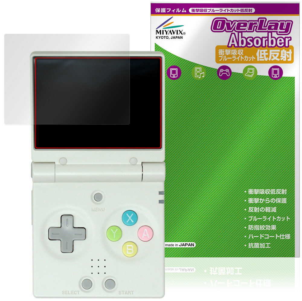 Miyoo Mini Flip ポータブルゲーム機 保護フィルム OverLay Absorber 低反射 for 携帯ゲーム機 衝撃吸収 ブルーライトカット ...