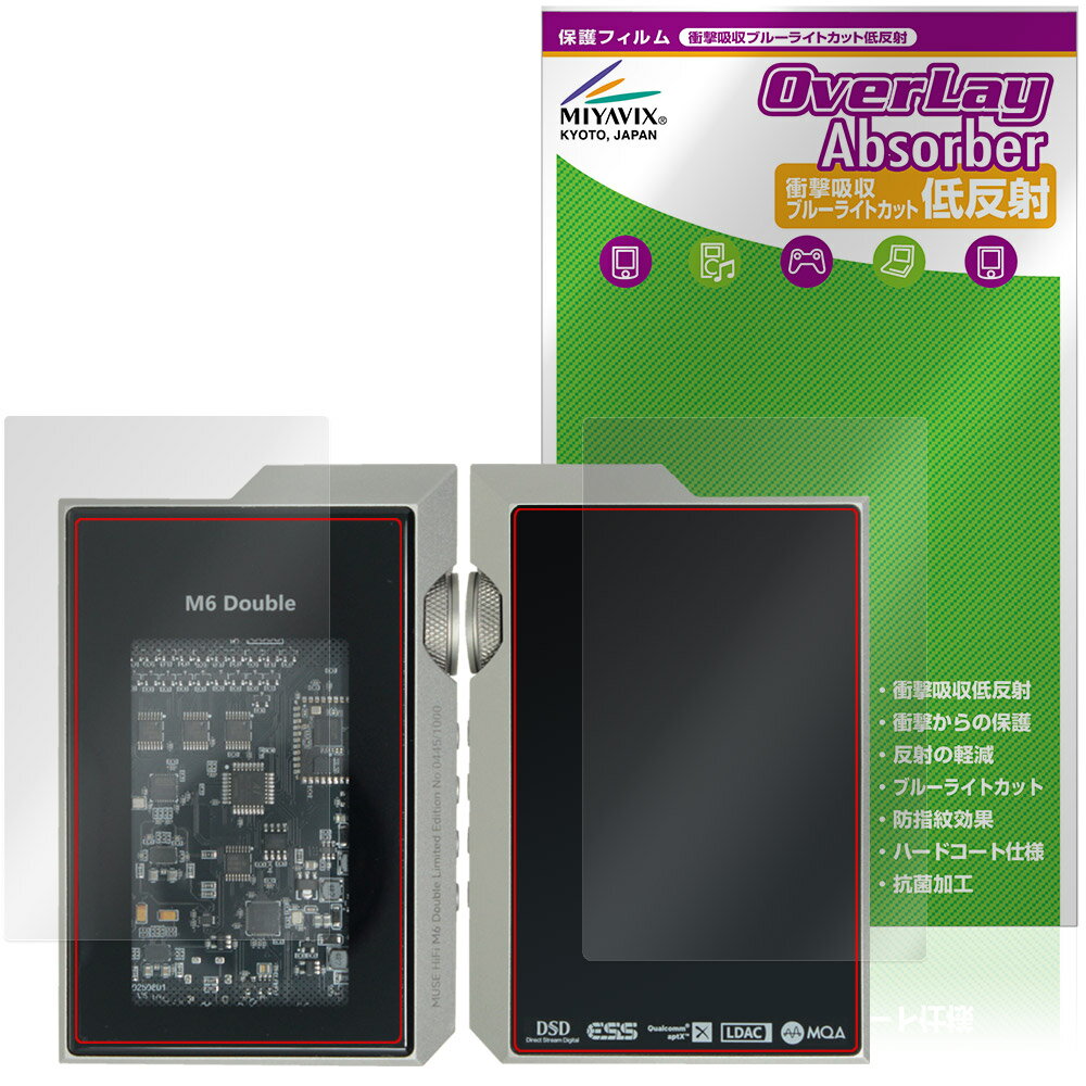 MUSE HiFi M6 Double 表面 背面 保護フィルム OverLay Absorber 低反射 for ポータブルアンプ 衝撃吸収..