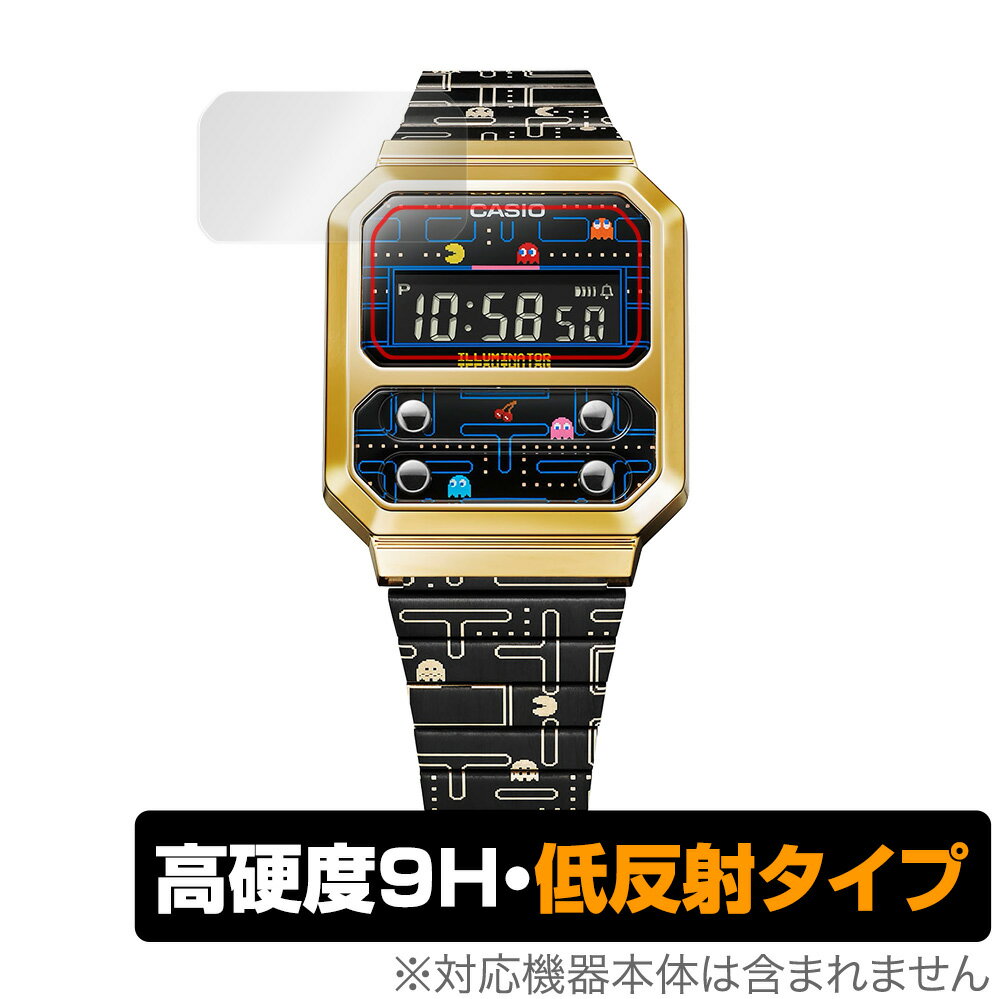 CASIO PAC-MANコラボレーションモデル A100WEPC-1BJR 保護 フィルム OverLay 9H Plus for A100WEPC-1BJR 9H 高硬度で映りこみを低減する低反射タイプ ミヤビックス