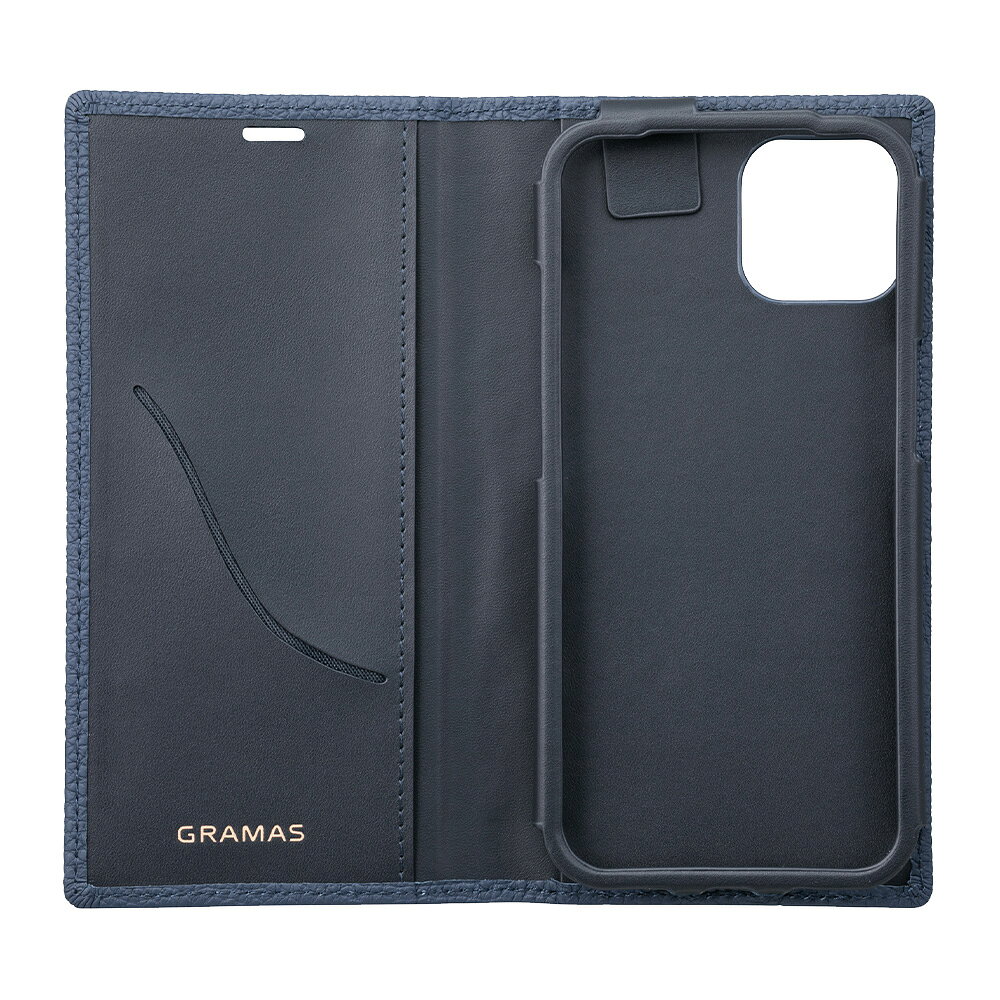 iPhone13 手帳型レザーケース 本革 GRAMAS Shrunken-calf Leather Book Case for アイフォン 13 グラマス シュランケンカーフ 天然皮革 専用保護ガラス付属 2