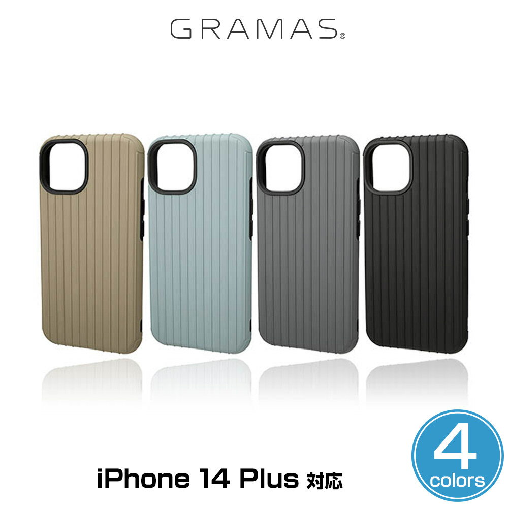iPhone14 Plus 耐衝撃ケース 背面カバータイプ GRAMAS COLORS Rib ハイブリッドケース for iPhone 14プラス MIL規格 カードポケット付