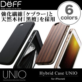 Hybrid Case UNIO for iPhone 6s / iPhone 6 Deff ディーフ ハイブリッドケース アルミニウムフレーム ケブラー 黒檀