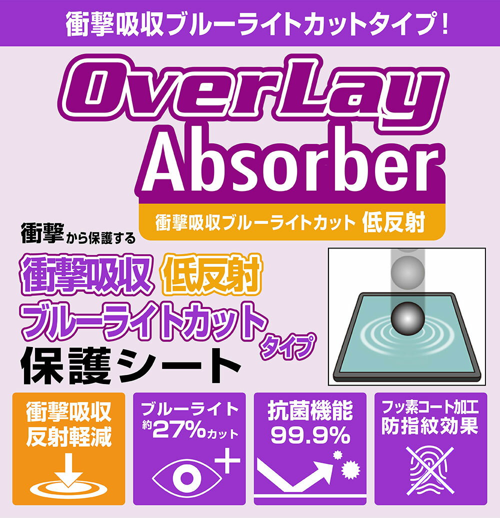 InnoView 15.6インチ モバイルモニター INVPM001 保護 フィルム OverLay Absorber 低反射 衝撃吸収 反射防止 ブルーライトカット 抗菌 2