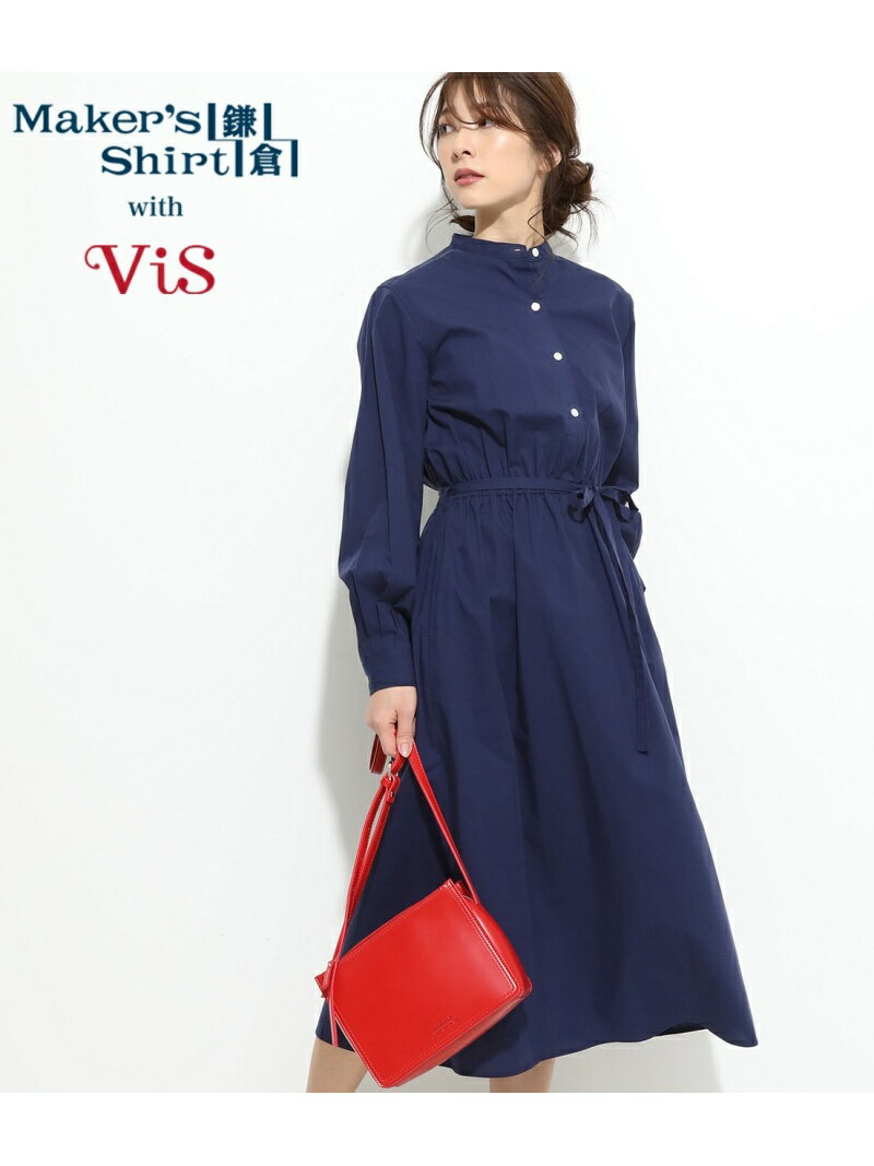 [Rakuten Fashion]【SALE／30%OFF】【鎌倉シャツ×ViS】スタンドカラーワンピース ViS ビス ワンピース ワンピースその他 ネイビー ベージュ【RBA_E】【送料無料】