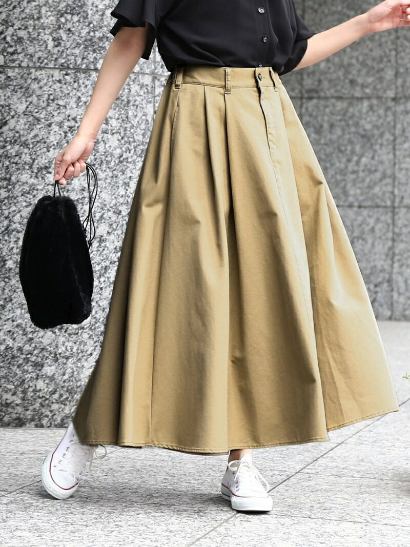 【WEB限定】チノボリュームスカート VIS ビス スカート ロング・マキシスカート ベージュ【送料無料】[Rakuten Fashion]